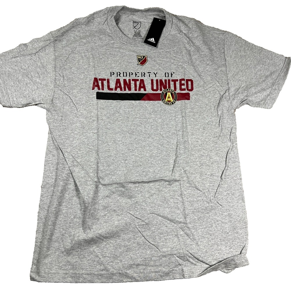 Adidas Mens Large Gray Atlanta United FC Short Sleeve Soccer T-Shirt NWT